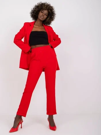 Pantaloni Dama Lunga, Elegant, ITALY MODA, Rosu Eleganta Office Marimi Mari