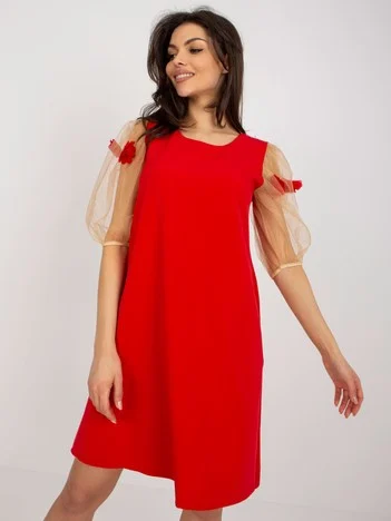 Rochie Dama Mini, Floral, LAKERTA, Rosu de Sarbatori