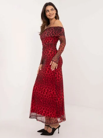 Rochie Dama Maxi, Animal print, ITALY MODA, Rosu de Petrecere