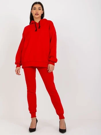 Compleu Dama Maneca lunga, Mansete elastice, ex moda, Rosu Casual
