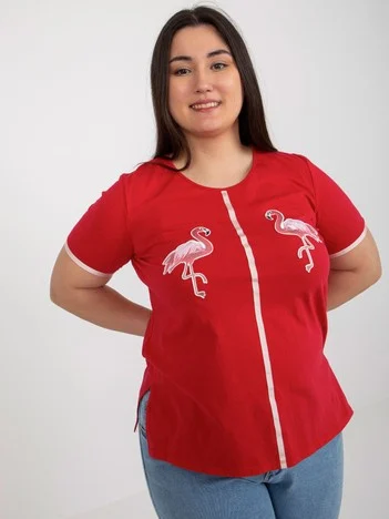 Tricou Dama Mini, Decolteu rotund, LAKERTA, Rosu Casual