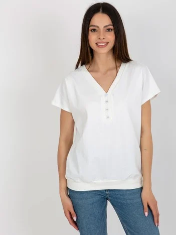 Bluza Dama Mini, Decolteu in V, RELEVANCE, Ecru Casual