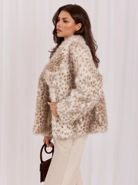 Jacheta Dama Animal print, Elegant, VASTON FASSTION, Ecru Eleganta Office Marimi Mari