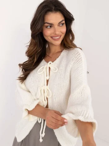 Pulover Dama Maneca 3/4, Guler inalt, ITALY MODA, Ecru Casual