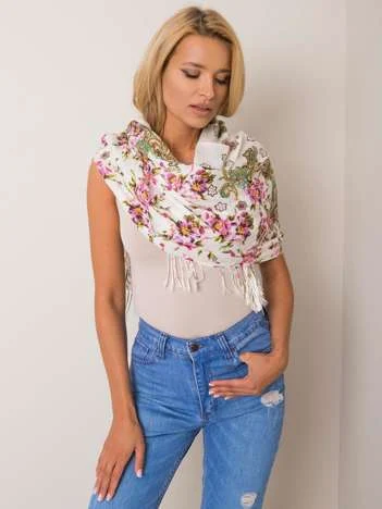 Bandana Dama Floral, In, Pashmina, Ecru