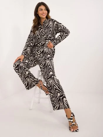Compleu Dama Maneca lunga, Animal print, ITALY MODA, Ecru