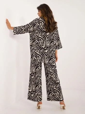 Compleu Dama Maneca 3/4, Animal print, ITALY MODA, Ecru Casual