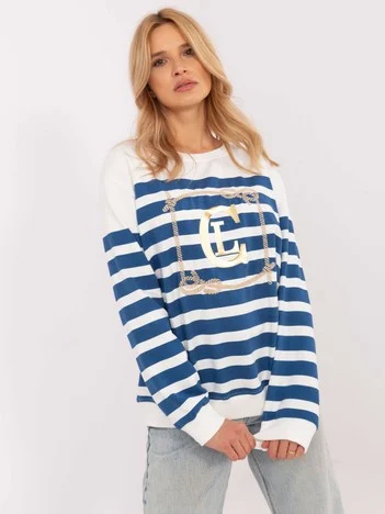 Bluza Dama Dungi, Decolteu rotund, Calimera, Albastru Casual
