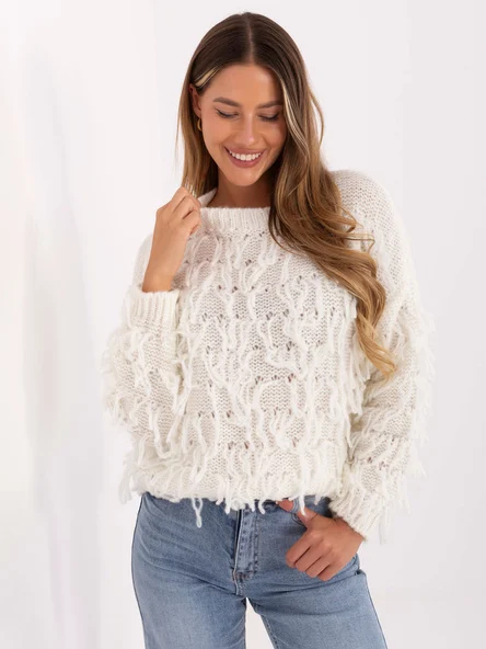 Pulover Dama Maneca lunga, Boho, RUE PARIS, Ecru