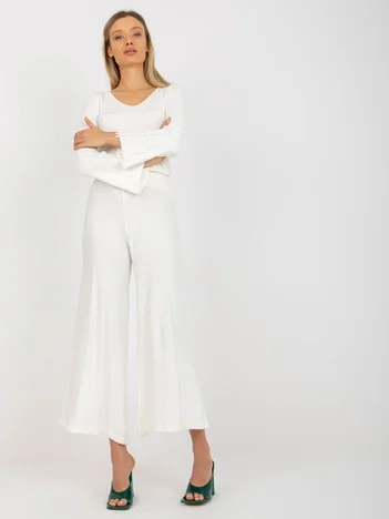 Pantaloni Dama Lejera, Guler inalt, COCO ANGELO, Ecru Eleganta Office