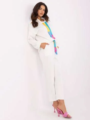 Compleu Dama Maneca lunga, Dreapta, ITALY MODA, Ecru Casual
