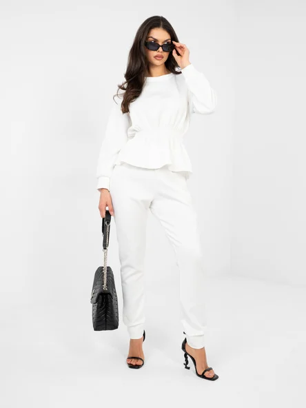 Compleu Dama Maneca lunga, Mansete elastice, RUE PARIS, Ecru Eleganta Office