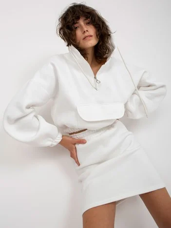 Compleu Dama Mini, Guler inalt, ex moda, Ecru Casual