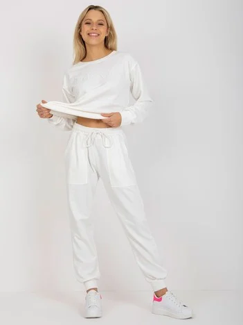 Compleu Dama Maneca lunga, Mansete elastice, ex moda, Ecru Casual