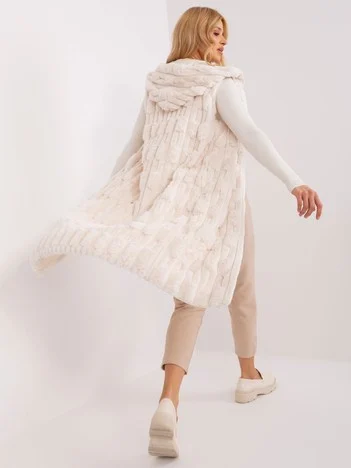 Vesta Dama Fara maneci, Elegant, Wool Fashion Italia, Ecru Eleganta Office