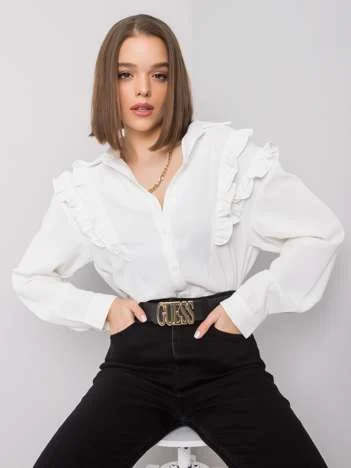 Camasa Dama Maneca lunga, Decolteu cu guler, Och Bella, Ecru Eleganta Office