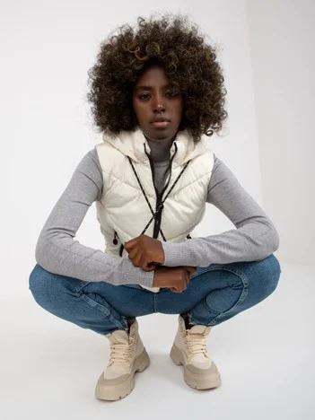 Vesta Dama Mini, Fara maneci, Z-Desing Jacket Style, Ecru Eleganta Office Marimi Mari