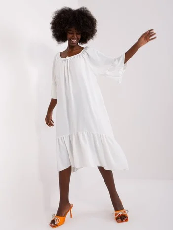 Rochie Dama Maneca 3/4, Oversize, ITALY MODA, Ecru