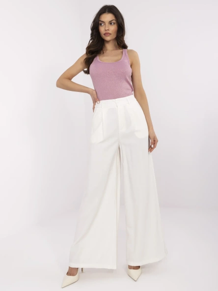 Pantaloni Dama Elegant, Guler inalt, Vinceotto, Ecru Eleganta Office
