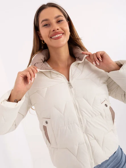 Jacheta Dama Maneca lunga, Guler inalt, Snow Moda, Ecru de Vara Marimi Mari