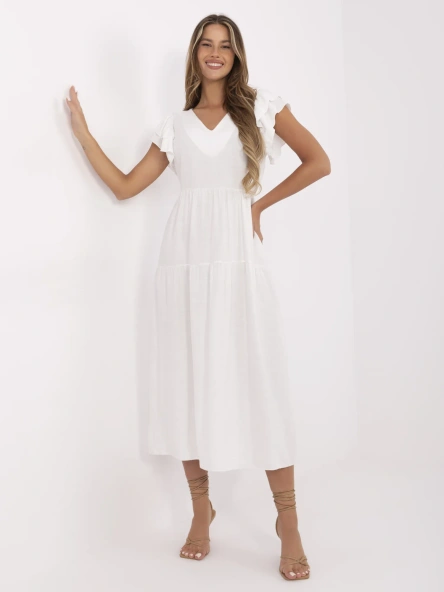 Rochie Dama Midi, Lejera, ITALY MODA, Ecru Eleganta Office