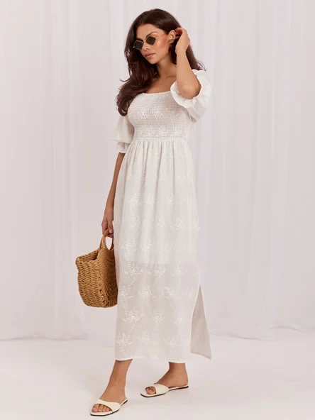 Rochie Dama Midi, Lejera, LAKERTA, Ecru de Vara