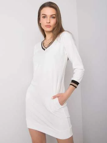 Rochie Dama Mini, Decolteu in V, RUE PARIS, Ecru Eleganta Office