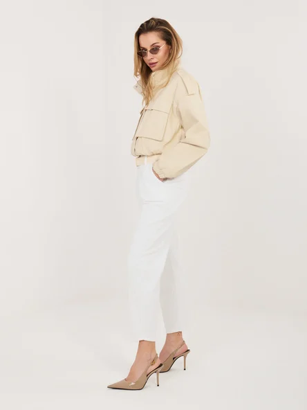Pantaloni Dama 7/8, Conica, ITALY MODA, Ecru Eleganta Office