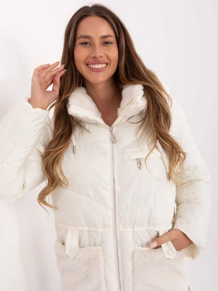 Jacheta Dama Guler inalt, Poliester, Wind Line, Ecru Casual