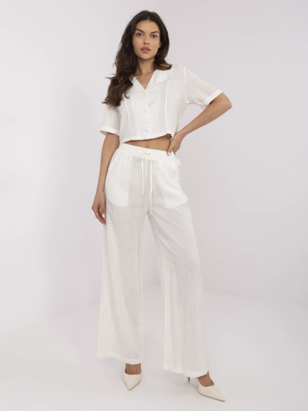 Pantaloni Dama Larga, Guler inalt, Jack Berry, Ecru Casual