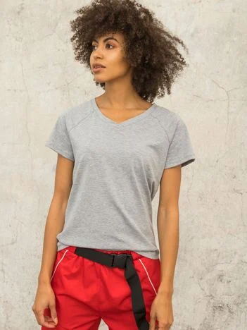Tricou Dama Mini, Decolteu in V, For Fitness, Gri Casual