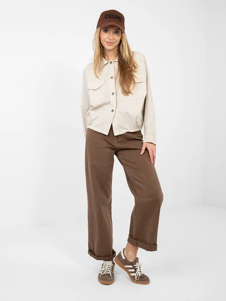 Camasa Dama Mini, Guler inalt, RUE PARIS, Bej Casual