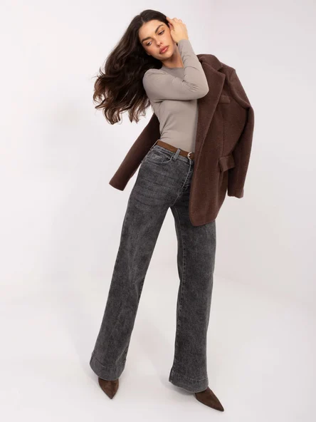 Bluza Dama Maneca lunga, Decolteu rotund, Sublevel, Bej Casual