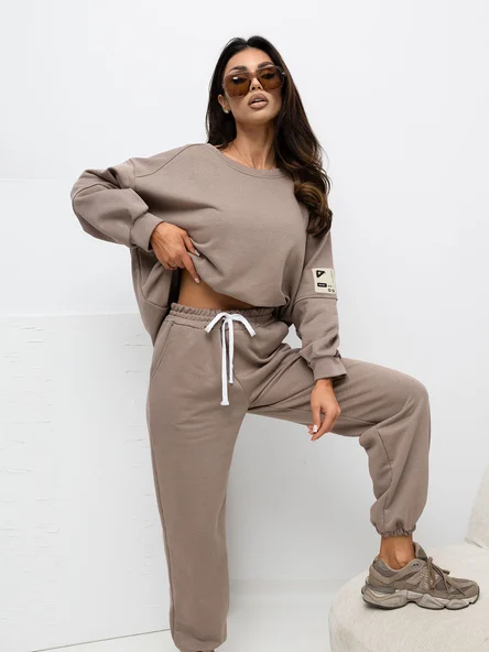 Compleu Dama Maneca lunga, Mansete elastice, RUE PARIS, Bej