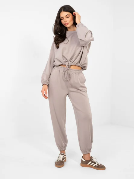 Compleu Dama Maneca lunga, Mansete elastice, RUE PARIS, Bej Casual