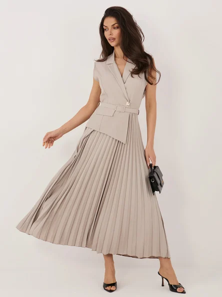 Rochie Dama Midi, Lejera, RUE PARIS, Bej de Petrecere