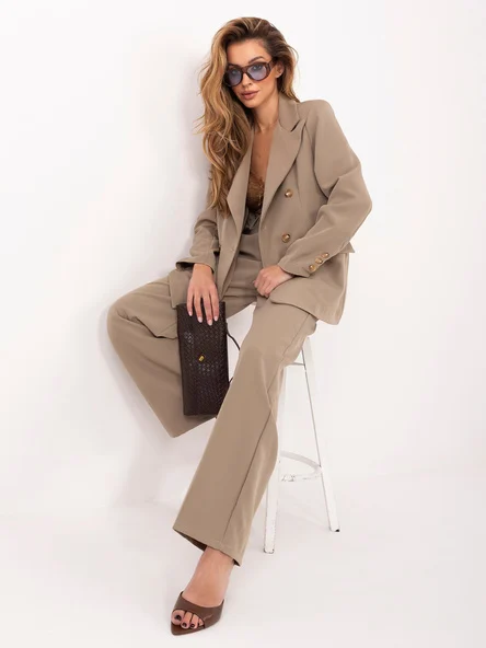 Compleu Dama Maneca lunga, Dreapta, ITALY MODA, Bej Eleganta Office