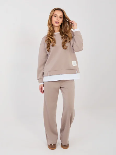 Compleu Dama Maneca lunga, Dreapta, RUE PARIS, Bej Casual