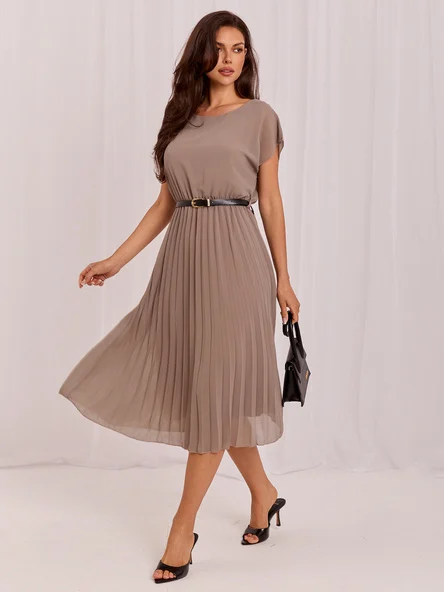 Rochie Dama Midi, Lejera, RUE PARIS, Bej Eleganta Office