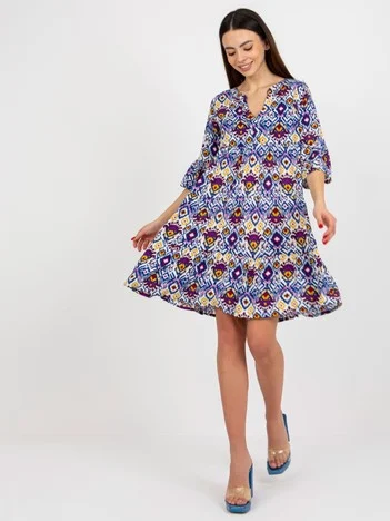 Rochie Dama Maneca 3/4, Lejera, Sublevel, Mov de Vara