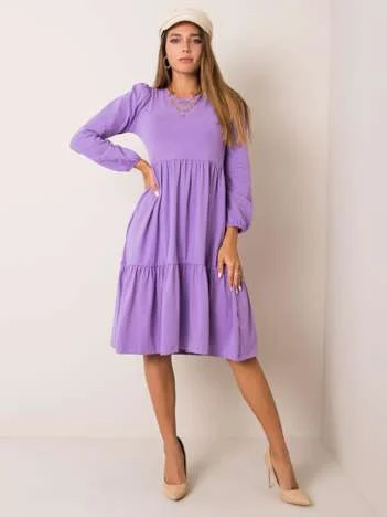 Rochie Dama Midi, Decolteu rotund, RUE PARIS, Mov Casual