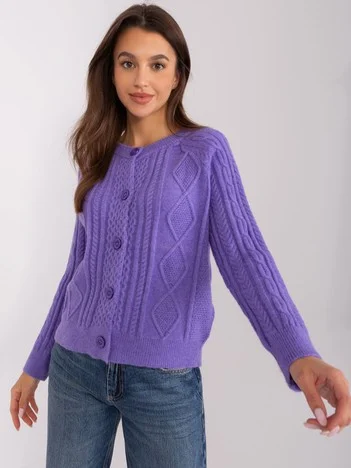 Pulover Dama Decolteu rotund, Acril, Wool Fashion Italia, Mov Casual