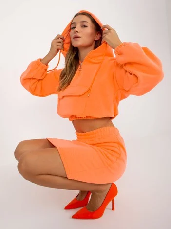 Compleu Dama Mini, Guler inalt, ex moda, Portocaliu Casual