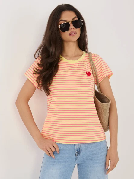 Tricou Dama Mini, Dungi, ITALY MODA, Galben Casual