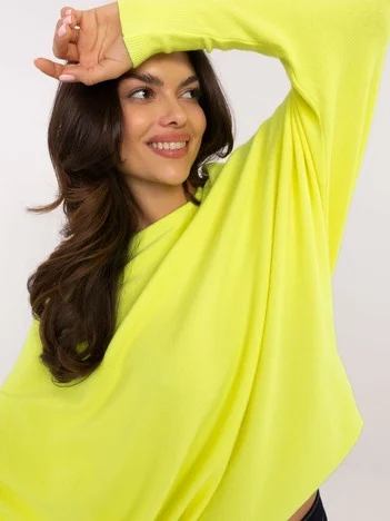 Pulover Dama Maneca lunga, Decolteu barcuta, ITALY MODA, Galben Eleganta Office
