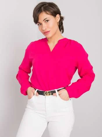 Camasa Dama Maneca lunga, Decolteu in V, RUE PARIS, Fucsia Eleganta Office