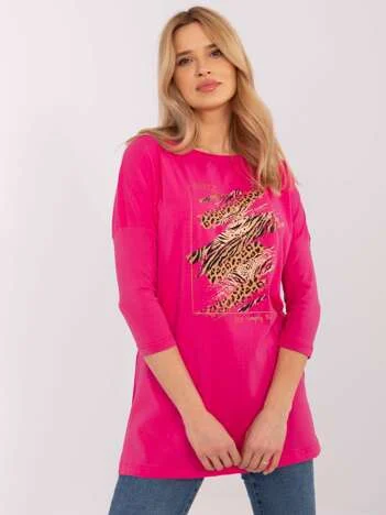 Bluza Dama Maneca 3/4, Animal print, Calimera, Fucsia