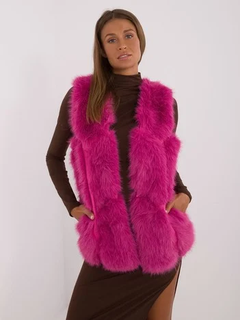 Vesta Dama Guler inalt, Poliester, Wool Fashion Italia, Fucsia