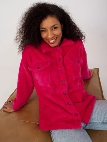 Camasa Dama Maneca lunga, Guler inalt, RUE PARIS, Fucsia Casual