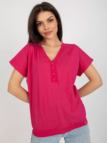 Bluza Dama Mini, Decolteu in V, RELEVANCE, Fucsia Casual